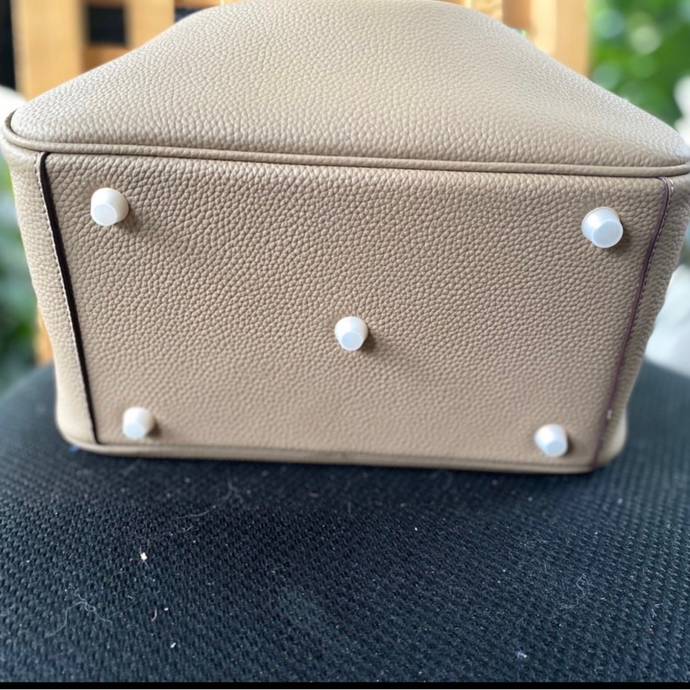 Taupe brown Togo leather Lindy Shoulder Crossbodu Duble Zop Bag - Picture 6 of 12
